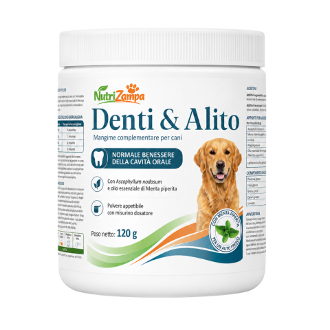 Confezione Denti & Alito NutriZampa da 120 g con misurino