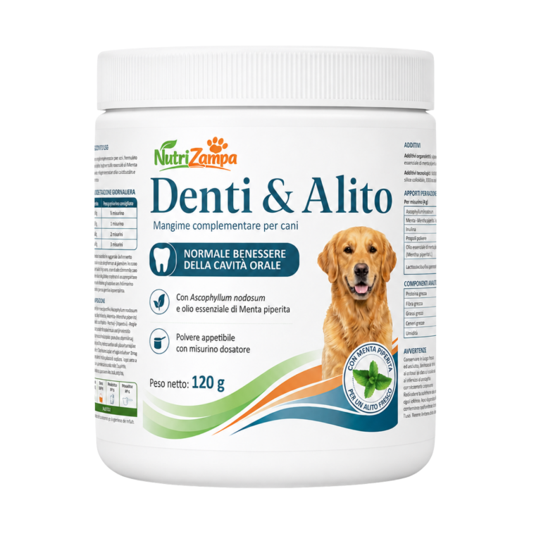 Confezione Denti & Alito NutriZampa da 120 g con misurino